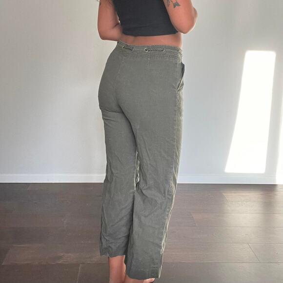 Vintage linen pants army green - Picture 2 of 3
